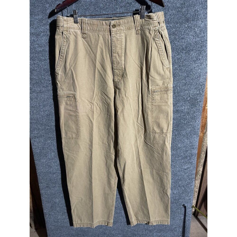 Abercrombie & Fitch Cargo Pants Mens 37x36 Beige Pleated Outdoor Pockets Cotton